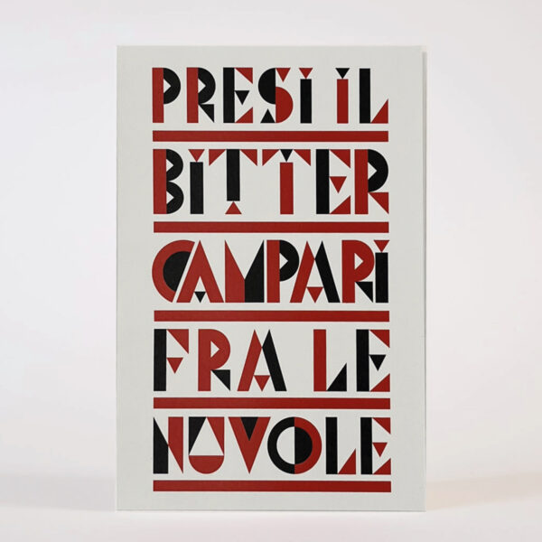 Biglietto d'auguri- Presi il Bitter Campari fra le nuvole [rosso/nero]
